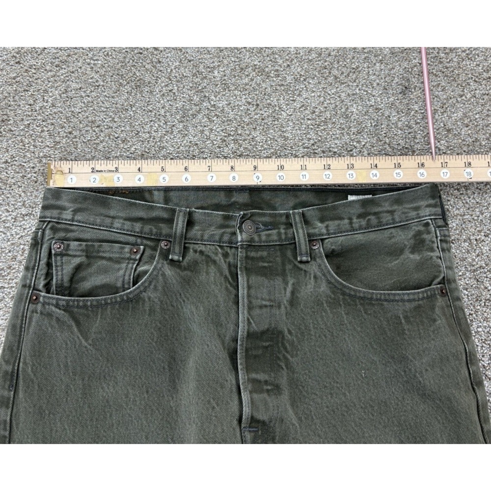 Levi's 501 White Oak Cone Denim Jeans Men's 34x30 Olive Green Americana Workwear - Picture 11 of 15